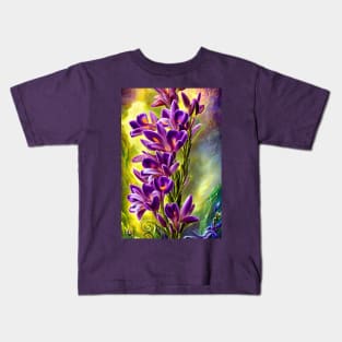 Purple Freesias - Botanicals 04 Kids T-Shirt